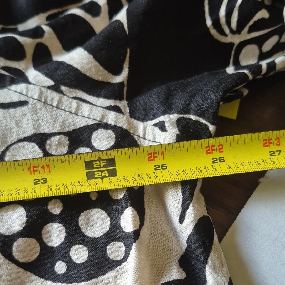 Christian Siriano Black White Boxy  Button Down Top 2x Linen Blend 3/4 Sleeve - Picture 10 of 12